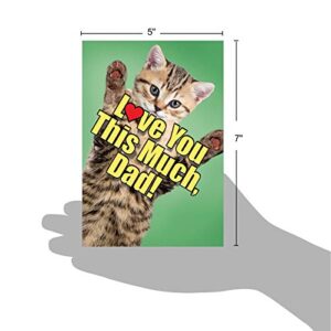 NobleWorks - 1 Funny Animal Birthday Card with Envelope - Cute Card for Birthdays - Cat Love You This Much Dad C6610HBFG