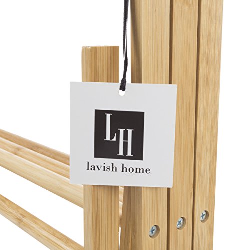 Lavish Home Bamboo Clothes Drying Rack- Collapsible and Compact for Indoor/Outdoor Use-Portable Wooden Rack for Hanging and Air-Drying Laundry