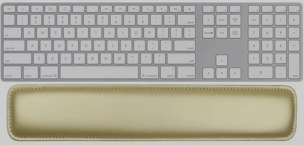 Keyboard Wrist Rest Pad,Soft PU Leather Wrist Support with Interior Soft Cushion Foam for Office/Computer/Laptops/Keyboard,Easy Typing & Pain Relief,16.5" Gold