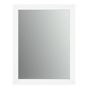 delta wall mount 21 in. x 28 in. small (s1) rectangular framed float mounting bathroom mirror in matte white with standard glass