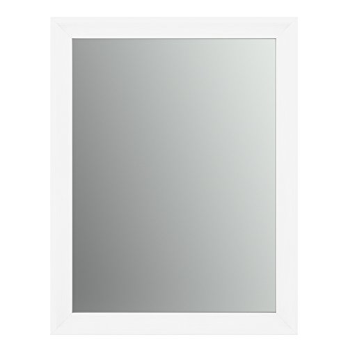 Delta Wall Mount 21 in. x 28 in. Small (S1) Rectangular Framed Float Mounting Bathroom Mirror in Matte White with Standard Glass