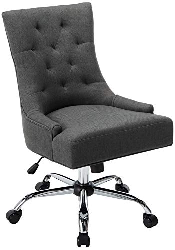 Christopher Knight Home Bagnold Desk Chair, Dark Gray + Chrome, 27.5D x 26W x 36H in