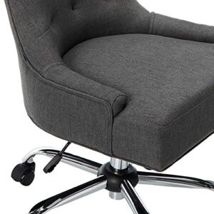 Christopher Knight Home Bagnold Desk Chair, Dark Gray + Chrome, 27.5D x 26W x 36H in