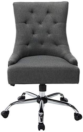 Christopher Knight Home Bagnold Desk Chair, Dark Gray + Chrome, 27.5D x 26W x 36H in