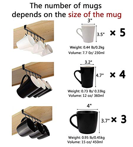 Art Secret 6-Hook Under Cabinet Mug Hanger (b- 3pcs Black)