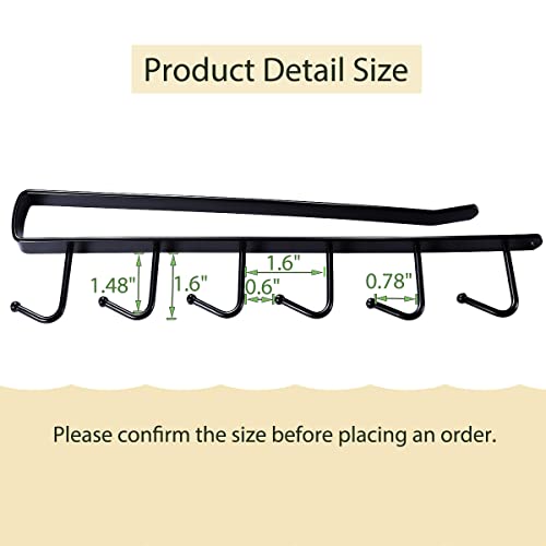 Art Secret 6-Hook Under Cabinet Mug Hanger (b- 3pcs Black)