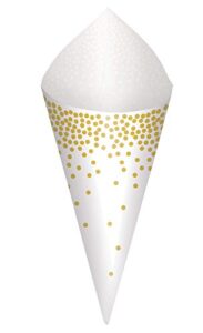 gold dots wedding snack cones & tray, 42 pcs