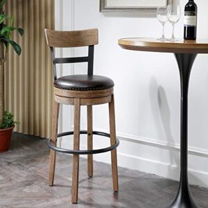 Ball & Cast Swivel Pub Height Barstool 29 Inch Seat Height Light Brown Set of 1