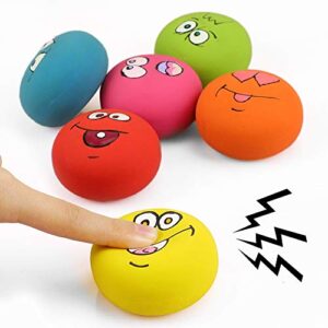 HDSX Smile Face Dog Squeaky Toys Soft Latex Squeak Balls for Puppy Small Pet Dogs 6 Pcs/Set