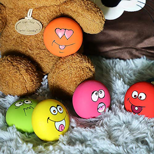 HDSX Smile Face Dog Squeaky Toys Soft Latex Squeak Balls for Puppy Small Pet Dogs 6 Pcs/Set