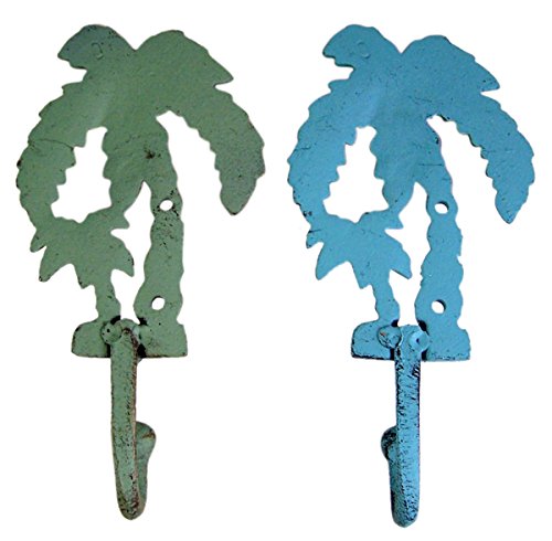 K-Musculo Palm Tree Cast Iron Wall Hooks 8 Inch (Set of 2)