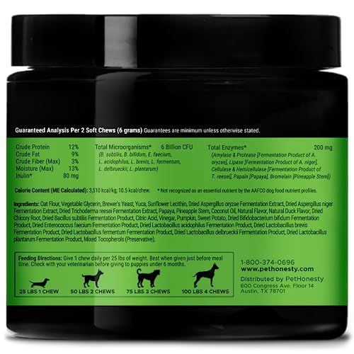 Pet Honesty Probiotics for Dogs - Dog Chew Support Gut Health, Digestive Support, Immunity Health, and Healthy Digestion with Digestive Enzymes - (Duck)