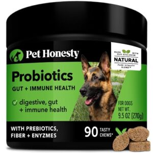 pet honesty probiotics for dogs - dog chew support gut health, digestive support, immunity health, and healthy digestion with digestive enzymes - (duck)