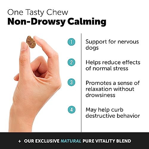 PetHonesty Hemp Calming Chews for Dogs - Natural Soothing Chews with Hemp + Valerian Root, Stress & Dog Anxiety Relief- Helps Aid with Thunder, Fireworks, Chewing & Barking (Chicken) - 90 Count