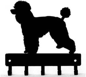 the metal peddler poodle (natural cut) dog - key holder for wall - small 6 inch wide - made in usa; home storage and décor