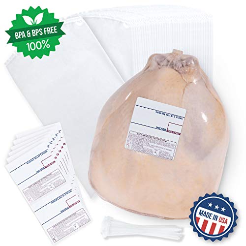 Poultry Shrink Bags 10"x18" Zip Ties and Labels, 3 MIL, BPA Free, MADE IN USA (100)