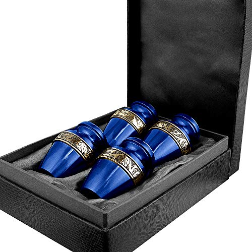 Trupoint Memorials Cremation Urns for Human Ashes - Decorative Urns, Urns for Human Ashes Female & Male, Urns for Ashes Adult Female, Funeral Urns - Blue, 4 Small Keepsakes