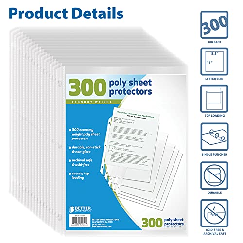 Better Office Products Sheet Protectors, 300 Count