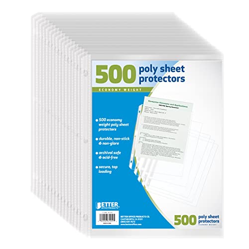 Better Office Products Sheet Protectors, 500 Count