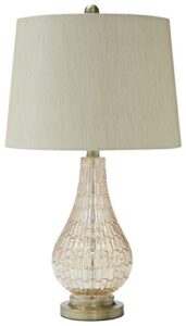signature design by ashley latoya contemporary 25" curved glass table lamp, champagne