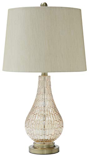 Signature Design by Ashley Latoya Contemporary 25" Curved Glass Table Lamp, Champagne