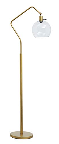 Signature Design by Ashley Marilee Modern 61.38" Floor Lamp with Glass Shade and Angular Arm, Antique Brass