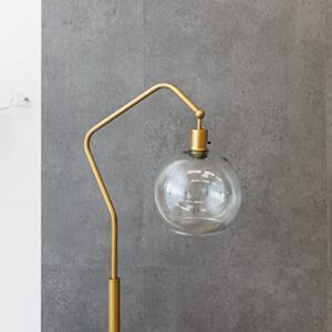 Signature Design by Ashley Marilee Modern 61.38" Floor Lamp with Glass Shade and Angular Arm, Antique Brass