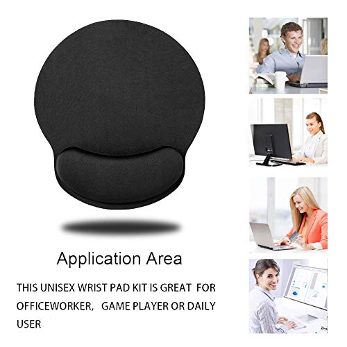 HONESTY Smooth Microfiber Memory Foam Mouse Wrist Pad, Ergonomic Resting Mouse Pad and Wrist Support, Comfortable Typing and Pain Relief, Suitable for Computer Games Office and Study, Black (1 Pack)