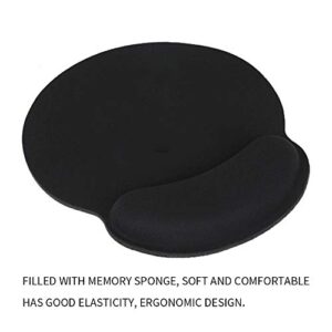 HONESTY Smooth Microfiber Memory Foam Mouse Wrist Pad, Ergonomic Resting Mouse Pad and Wrist Support, Comfortable Typing and Pain Relief, Suitable for Computer Games Office and Study, Black (1 Pack)