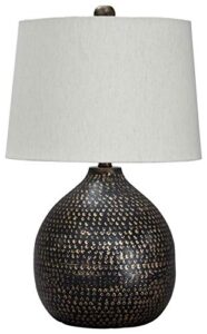 signature design by ashley maire contemporary 25" metal table lamp, black & gold finish