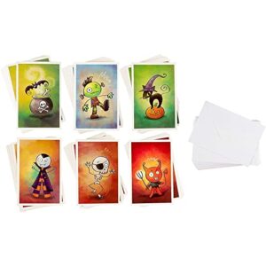 48-Pack Assorted Halloween Greeting Cards with Envelopes, 6 Cartoon Designs