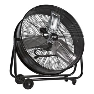 comfort zone czmc24 24" 2-speed high-velocity industrial drum fan with aluminum blades, 180-degree adjustable tilt and built-in rubber wheels