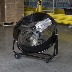 Comfort Zone CZMC24 24" 2-Speed High-Velocity Industrial Drum Fan with Aluminum Blades, 180-Degree Adjustable Tilt and Built-In Rubber Wheels