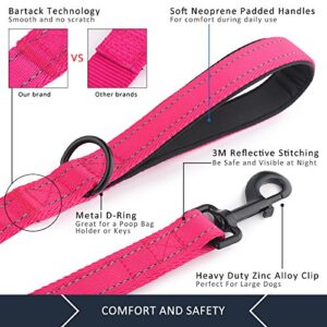 Pioneer Petcore™ Dog Leash 6ft long,Traffic Padded Two Handle,Heavy Duty,Reflective Double Handles Lead for Control Safety Training,Leashes for Large Dogs or Medium Dogs,Dual Handles Leads(Pink)