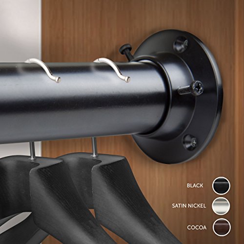 Rod Desyne 1.5" Premium Heavy Duty Adjustable Closet Rod with Socket Set, 48 x 84, Black
