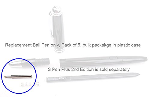 Smardi 0.7mm Replacement Ballpoint pen for S Pen Plus 2nd Edition, Pack of 5 (Black)