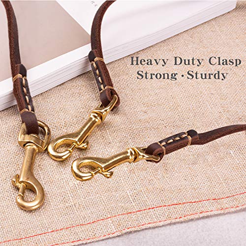 HiCaptain Thin Leather Pet Leash, Durable Dog Leashes Suit for Small Dog Up to 15 lb 00(1/5 inch Wide, 6 Ft) Brown