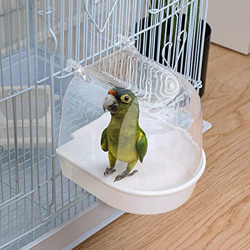 UEETEK Caged Bird Bath - Bird Cage Parrot Supplies Bathing Tub for Small Brids Canary Budgies Parrot (Random Color)