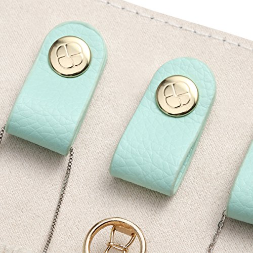 Vlando Small Travel Jewelry Roll Bag Organizer, Smart Size & Light Weight for Daily Jewelries (Mint Green)