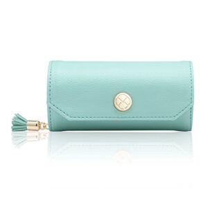 Vlando Small Travel Jewelry Roll Bag Organizer, Smart Size & Light Weight for Daily Jewelries (Mint Green)