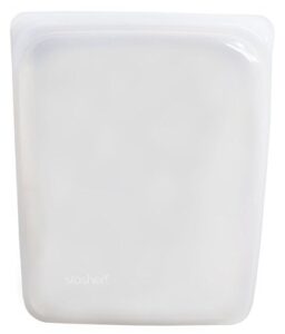stasher re-usable food-grade platinum silicone 64oz bag for eating from/cooking, freezing and storing in/sous vide/organising/travelling, 26.05 cm x 20.95 cm, clear