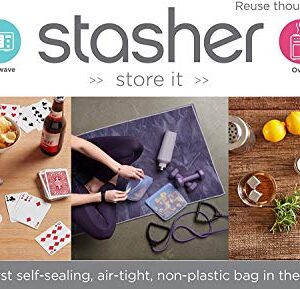 Stasher Re-Usable Food-Grade Platinum Silicone 64oz Bag for Eating from/Cooking, Freezing and Storing in/Sous Vide/Organising/Travelling, 26.05 cm x 20.95 cm, Clear