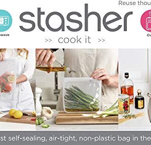 Stasher Re-Usable Food-Grade Platinum Silicone 64oz Bag for Eating from/Cooking, Freezing and Storing in/Sous Vide/Organising/Travelling, 26.05 cm x 20.95 cm, Clear