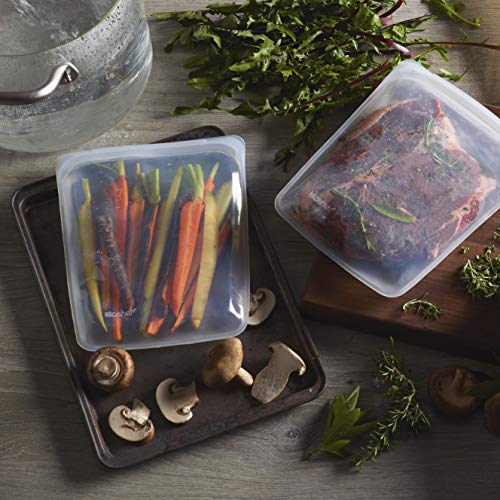 Stasher Re-Usable Food-Grade Platinum Silicone 64oz Bag for Eating from/Cooking, Freezing and Storing in/Sous Vide/Organising/Travelling, 26.05 cm x 20.95 cm, Clear