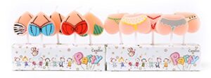 funny bikini birthday candle, bachelor party cake candles cake topper decor, 10-pack 2.5 inch celebration party candle