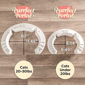 Purrfect Portal XL Pet Cat Door for Interior Doors :: Molded Plastic Kitty Cat Pass for Large Cats up to 30 Lbs :: Installs in Minutes, Stays on Securely, Easy to Follow Instructions + Hardware, White