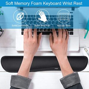 URMI Keyboard Wrist Rest Pad Upgraded Superfine Fiber Mouse Wrist Rest Support Pad Set Ergonomic Gel Memory Foam for Mac Computer Laptop Working Gaming Office, Easy Typing, Wrist Pain Relief