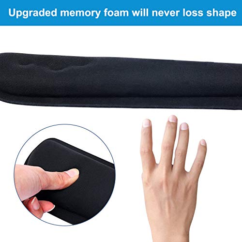 URMI Keyboard Wrist Rest Pad Upgraded Superfine Fiber Mouse Wrist Rest Support Pad Set Ergonomic Gel Memory Foam for Mac Computer Laptop Working Gaming Office, Easy Typing, Wrist Pain Relief