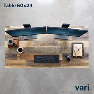 Vari Table 60x24 - Computer Desk with Durable Finish & Built-In Cable Management Tray - Modern Computer Furniture Table for Work or Home Office - Stand-Alone Workstation or Side Table (Reclaimed Wood)
