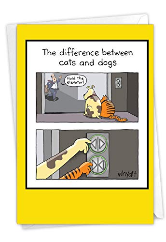 NobleWorks - 1 Funny Card for Happy Birthdays - Hilarious Cartoon Notecard with Envelope, Bday Celebration (Buyer Discretion Advised) - Hold the Elevator C4856BDG